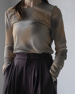 HAKUJI / Blur-painted print rib LS PO