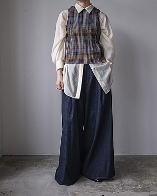 villd / tuck wide denim pants (Indigo)