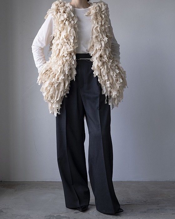 OPEN SESAME CLUB tulle fur vestエディットフォールル