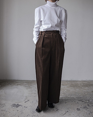 BISOWN /MIXED-WALE CORDUROY 2TUCK TROUSERS