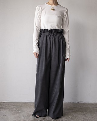 ENFOLD/ DOUBLE‐WASTE WIDE‐ PANTS