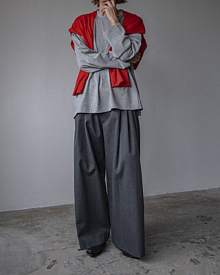 ENFOLD/ KNIT CAPE LONG-SLEEVES T-SHIRT