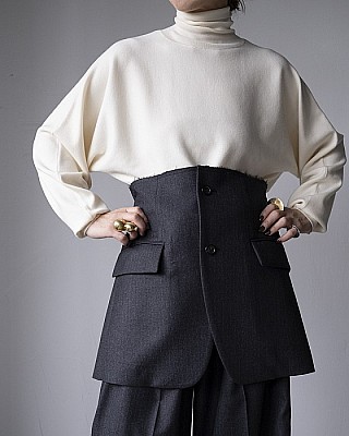 INSCRIRE/Wool Gabardine Transform Skirt