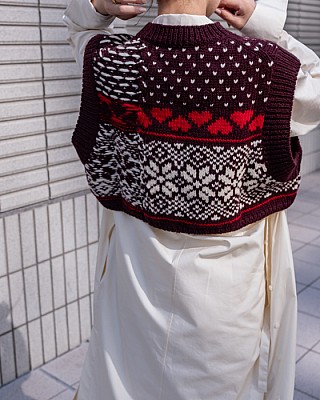 JANE SMITH / FAIR ISLE KNIT CREWNECK SHORT VEST