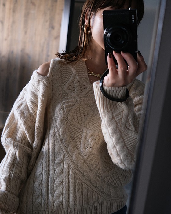 VONIQUE / babaco /Round Knit Cable Pullover