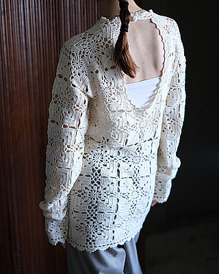 open sesame club/ Cashmere blend fleur lace tops