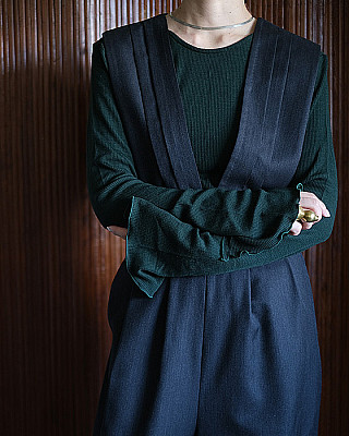 VONIQUE/wool mellow 2way tops (DEEP GREEN)