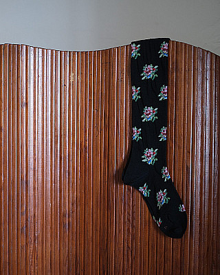 babaco /Rose Knee High Socks(BLK)