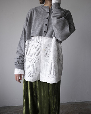 villd / short knit cardigan (GRAY)