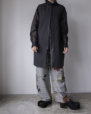 villd / sleeveless leather combi Vest(BLK)