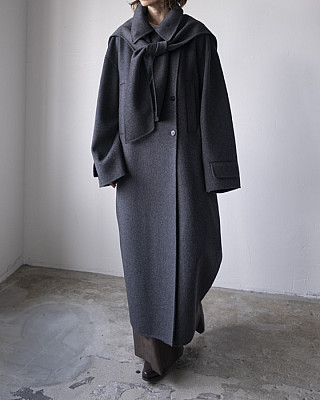 OHROHEE / DOUBLE FACE WOOL CASHMERE/LONG CA PE COAT
