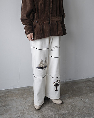 NOHRA/Cotton silk embroidered pants