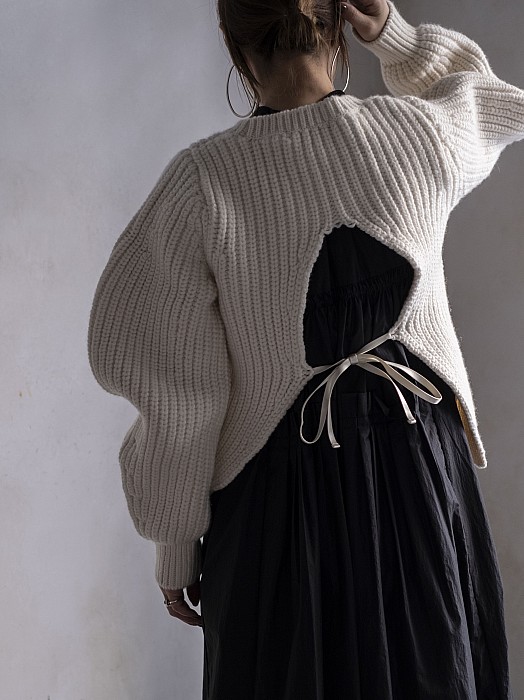 perd / Back open knit  (White)