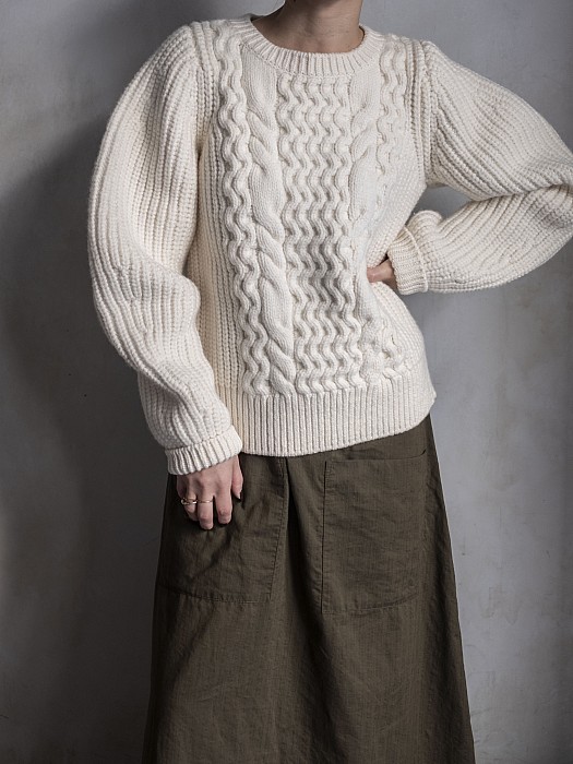 perd / Back open knit (White) - ニット/セーター