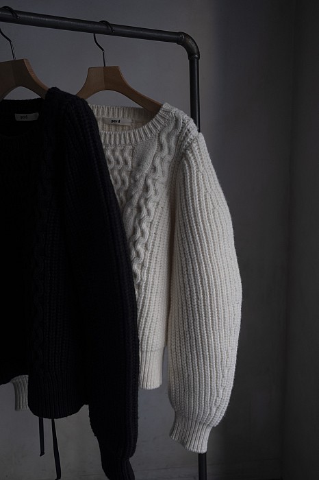 perd / Back open knit  (White)